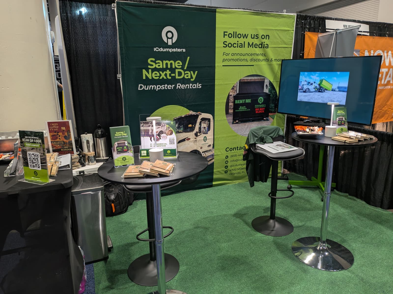 FRSA 2025 booth setup with banners and screen